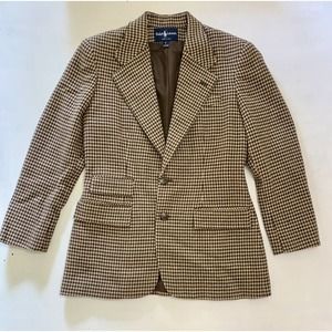 Ralph Lauren Houndstooth Wool Blazer Jacket MADE IN USA Sz 6